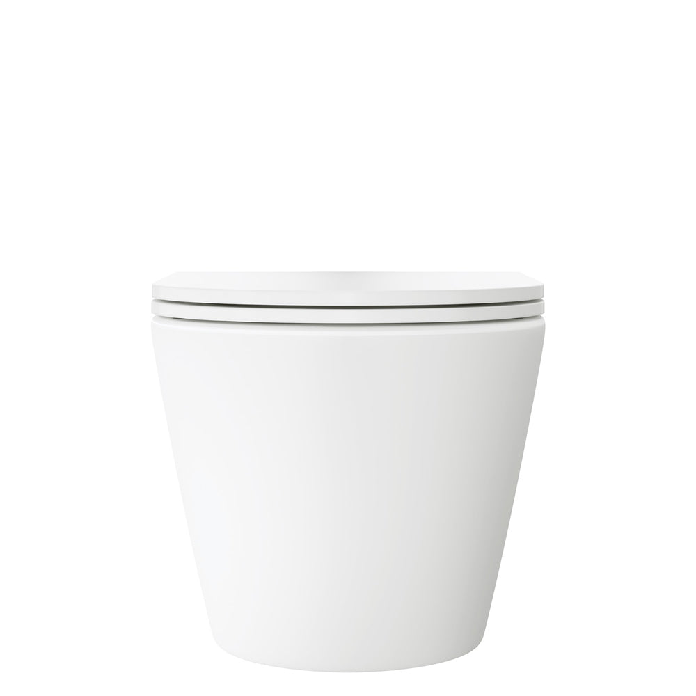 Koko Tornado Flush Wall Hung Toilet Suite, Matte White with Slim Seat
