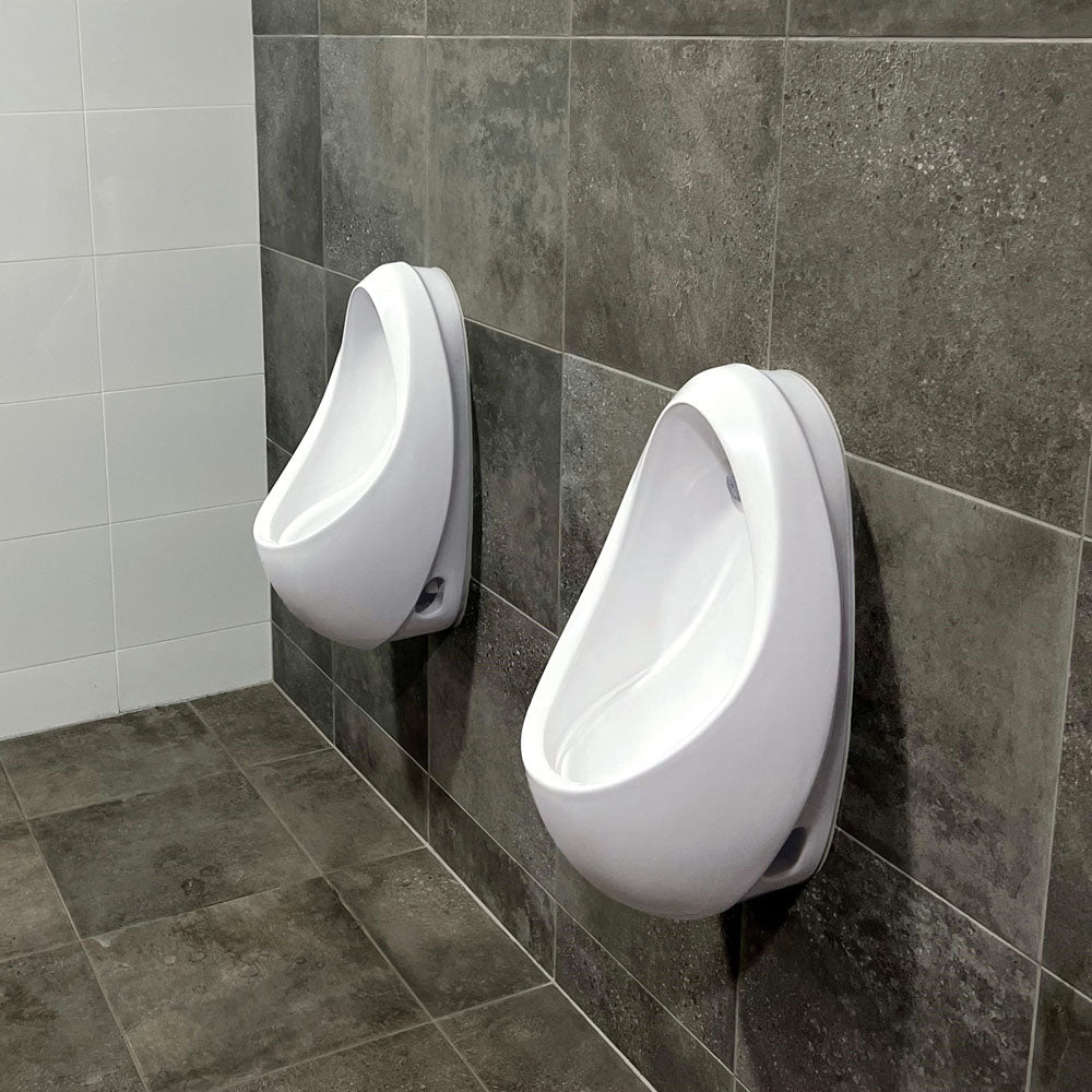 Isabella Twin Stall Urinal Kit, Gloss White with Zip® FlushMaster®