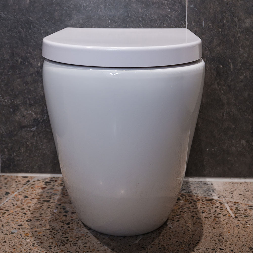 Aluca Tornado Flush Wall-Faced Toilet Suite, Gloss White with Slim Seat