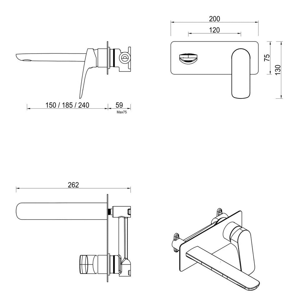 Kaza Wall-Spout Combo - 1P - TRIM KIT ONLY