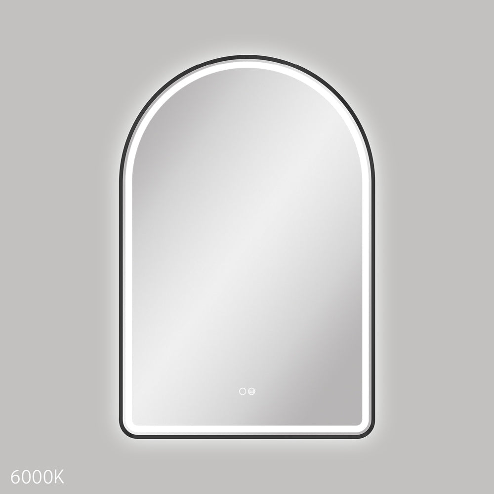 Valentina LED Matte Black Framed Mirror, 600 x 900mm