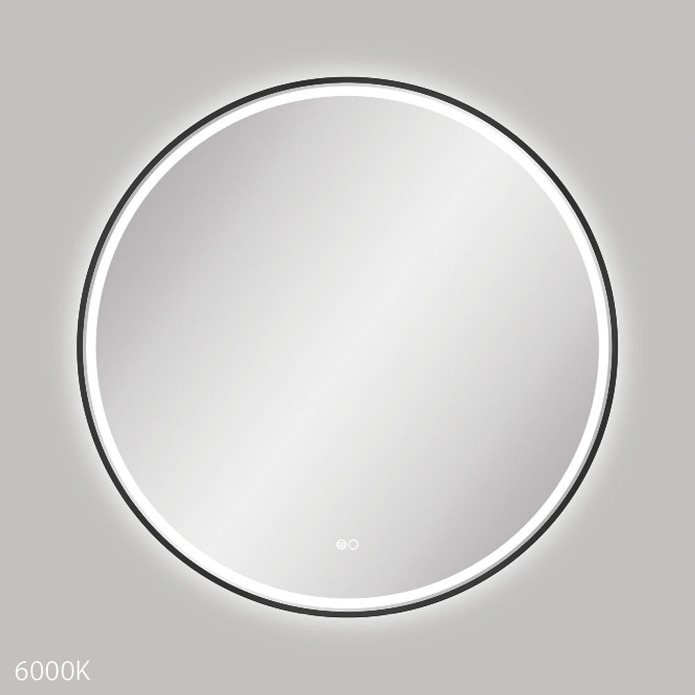 Reba LED Matte Black Framed Mirror, 900mm