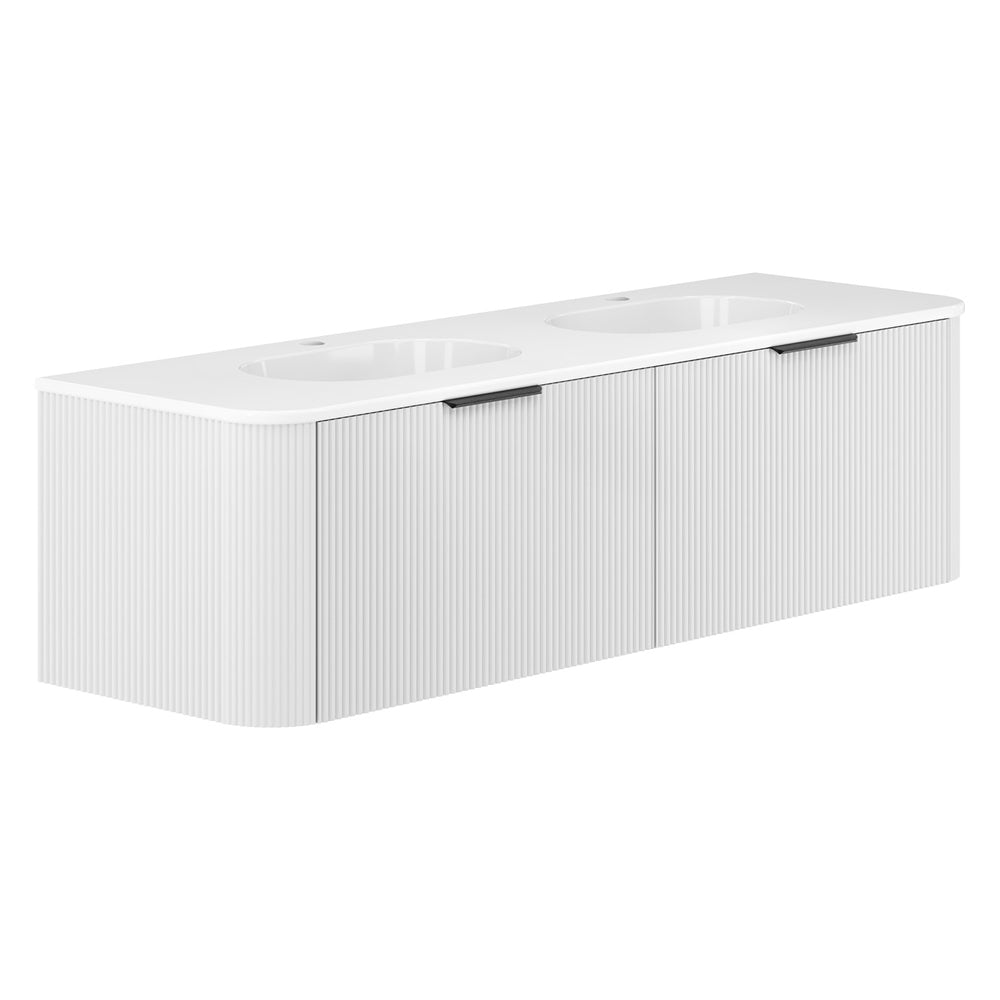 Lola Minka Curved Satin White 1500 Wall-Hung Vanity 1TH