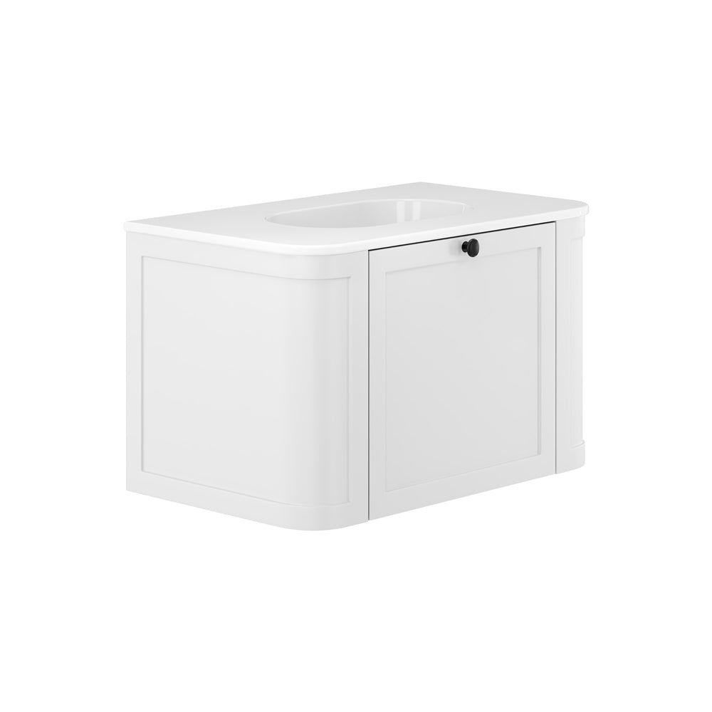 Fienza Lola Mila Curved Satin White Wall-Hung Vanity 750 / 900 / 1200 / 1500 MM