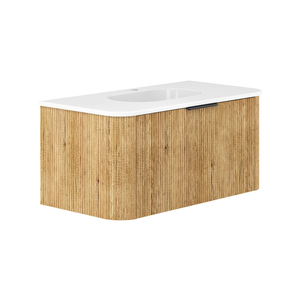 Lola Minka Curved Scandi Oak 900 Wall-Hung Vanity 1TH