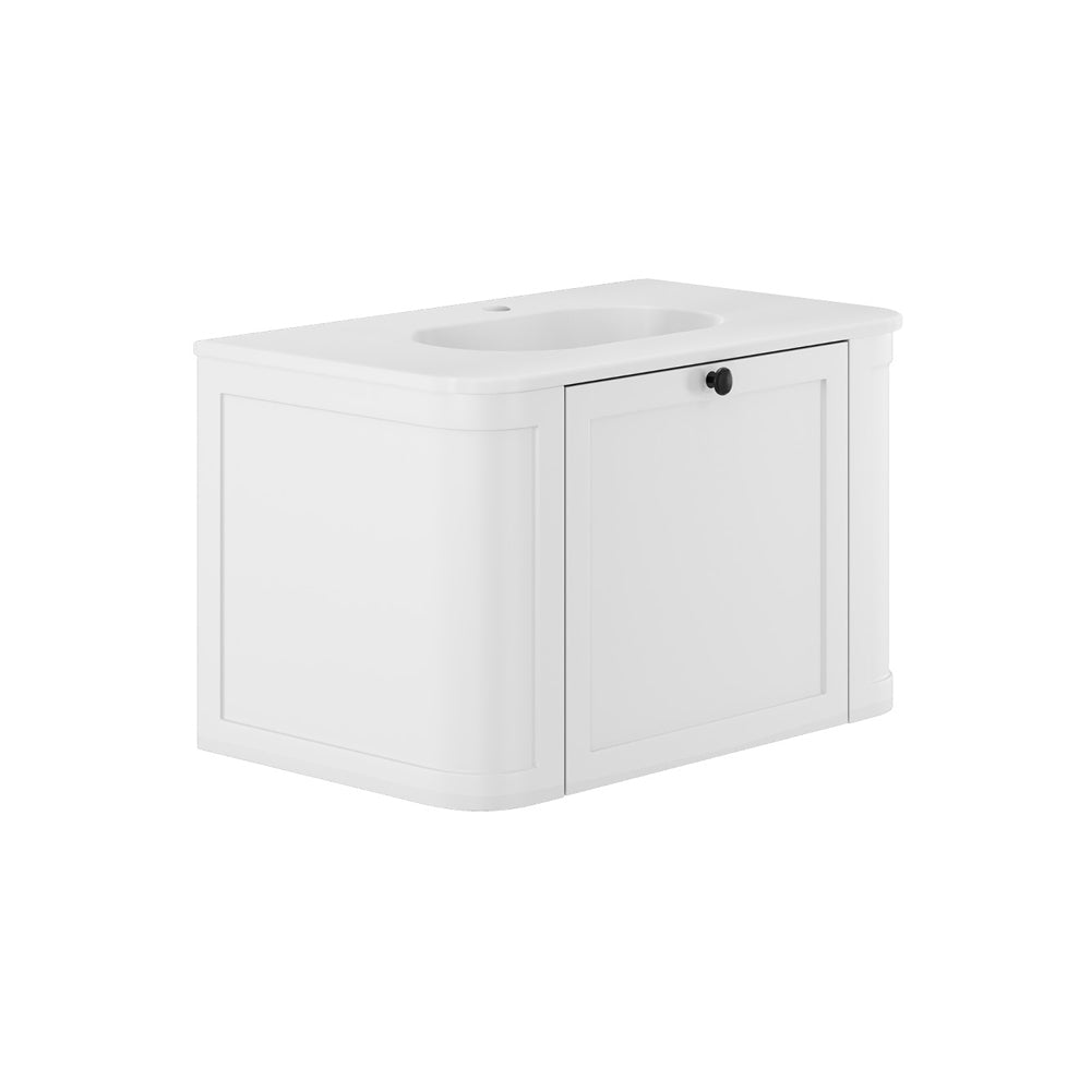 Fienza Lola Mila Curved Satin White Wall-Hung Vanity 750 / 900 / 1200 / 1500 MM