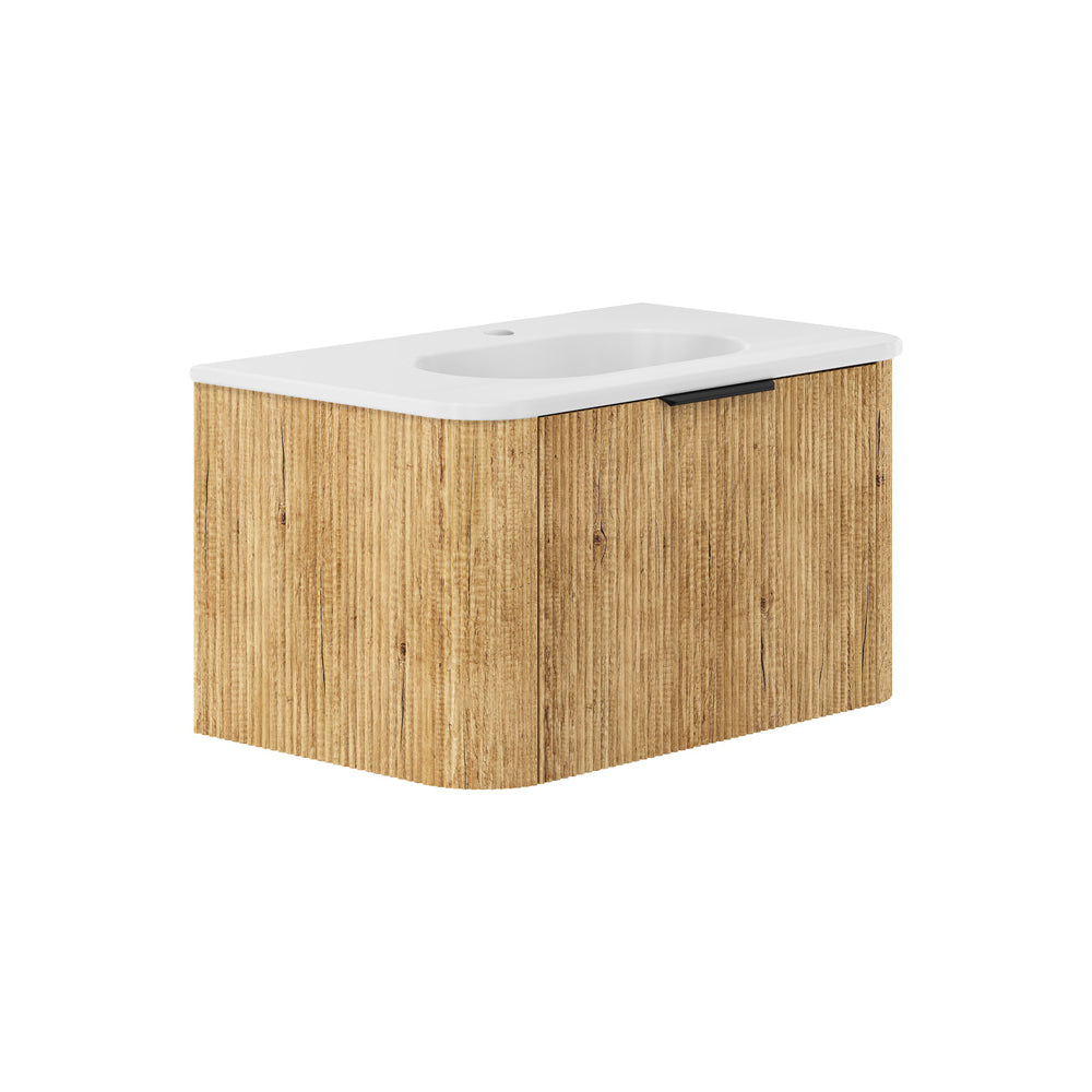 Lola Matte Minka Curved Scandi Oak 750 Wall-Hung Vanity 1TH