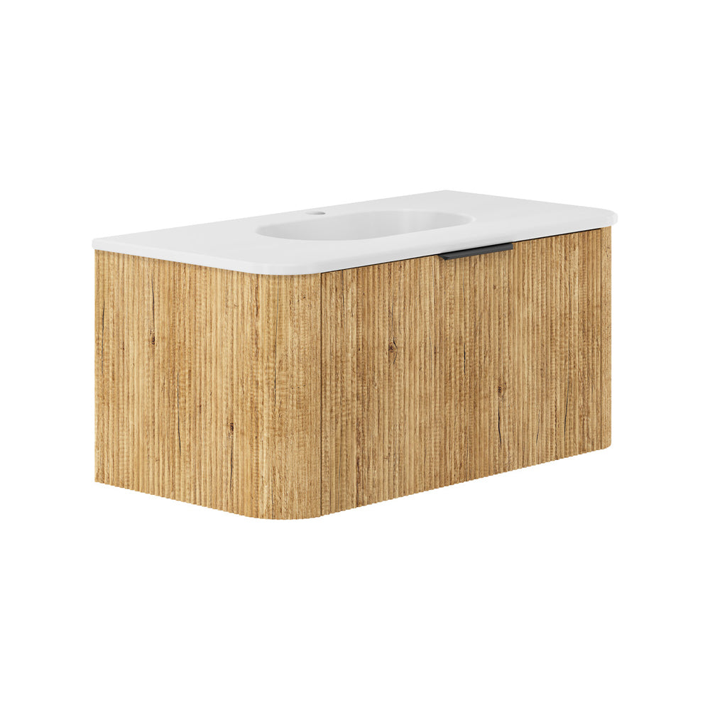 Lola Matte Minka Curved Scandi Oak 900 Wall-Hung Vanity 1TH