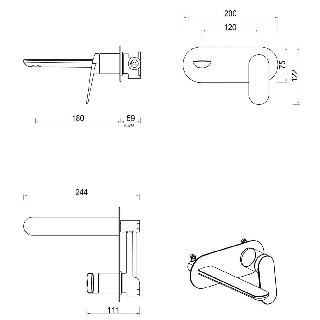 Lantra Wall-Spout Combo - 1P - TRIM KIT ONLY
