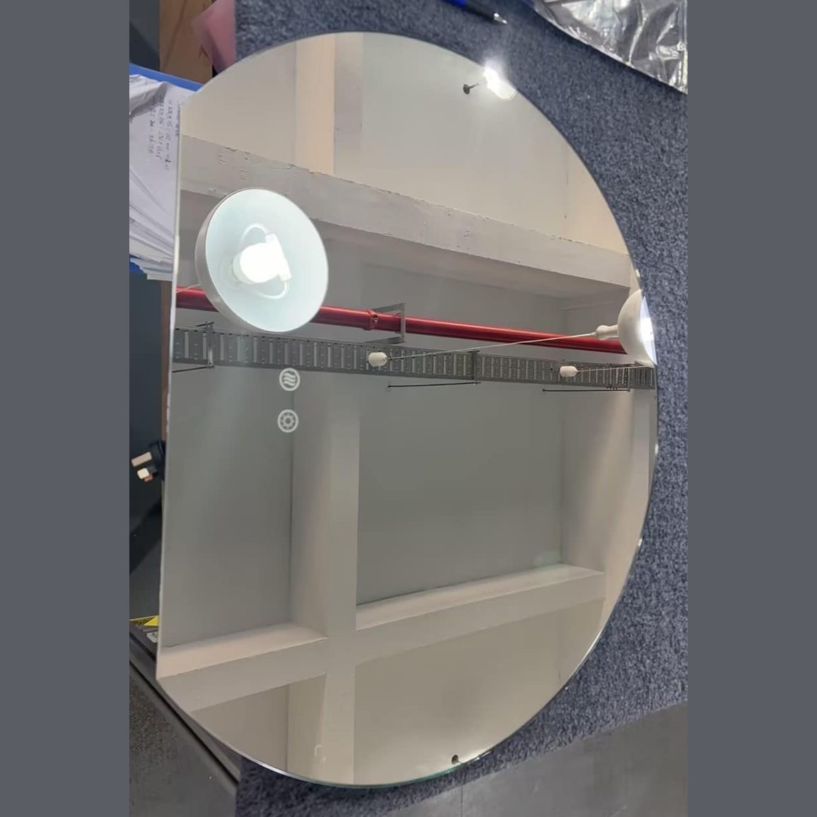 Left Cut Moon Frosted LED Mirror – 90 x 100cm Frameless Frontlit