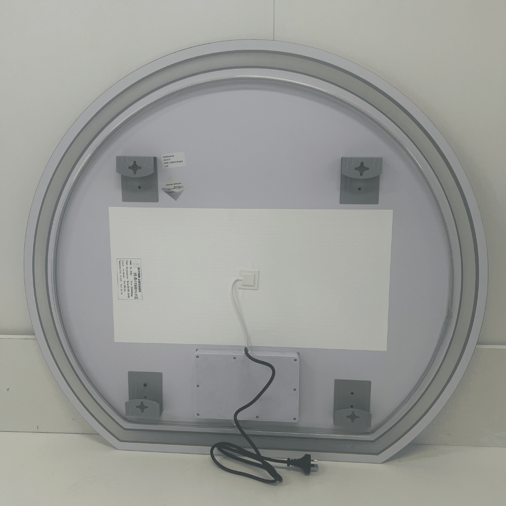 Left Cut Moon Wall-Mounted Frosted LED Mirror 90cm x 100cm Frameless Crescent Shape Frontlit Bathroom Vanity Decor