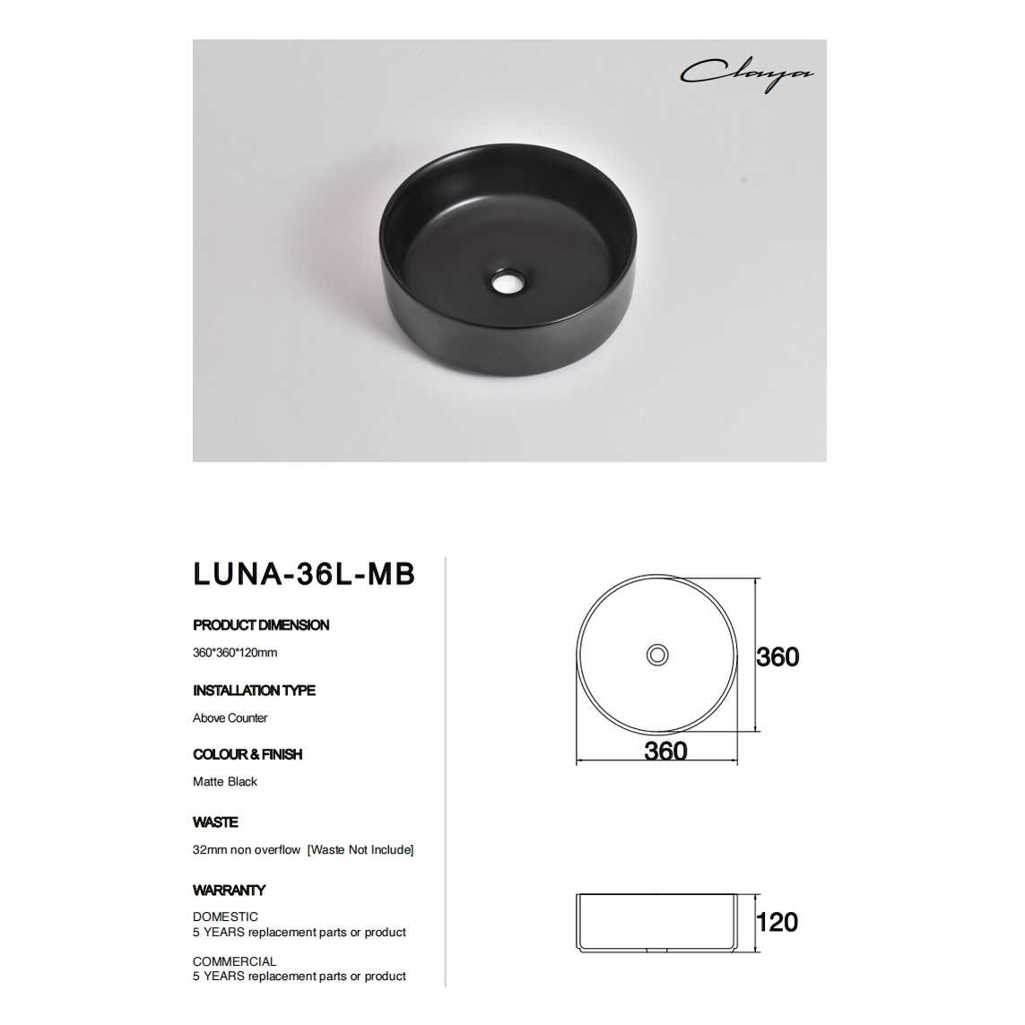 Luna-36-MB at Blue Bathware