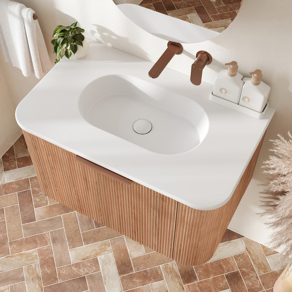 Fienza Margot Wall Hung Double Curve Cabinet with Lola Basin Top 750/900/1200/1500MM