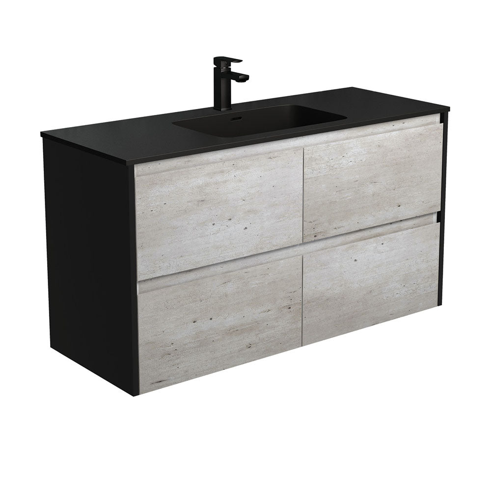 Montana Amato 1200 Industrial Wall-Hung Vanity, Satin Black Panels