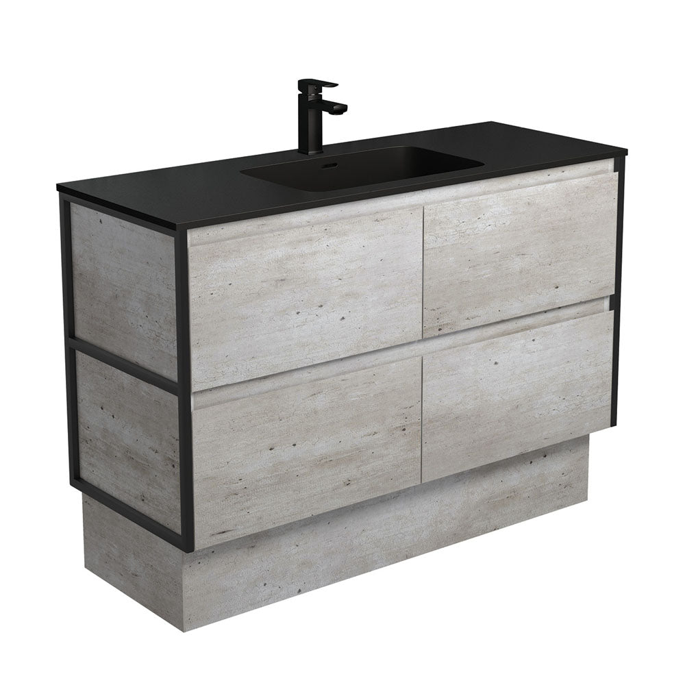Montana Amato 1200 Industrial Vanity On Kick, Matte Black Frames