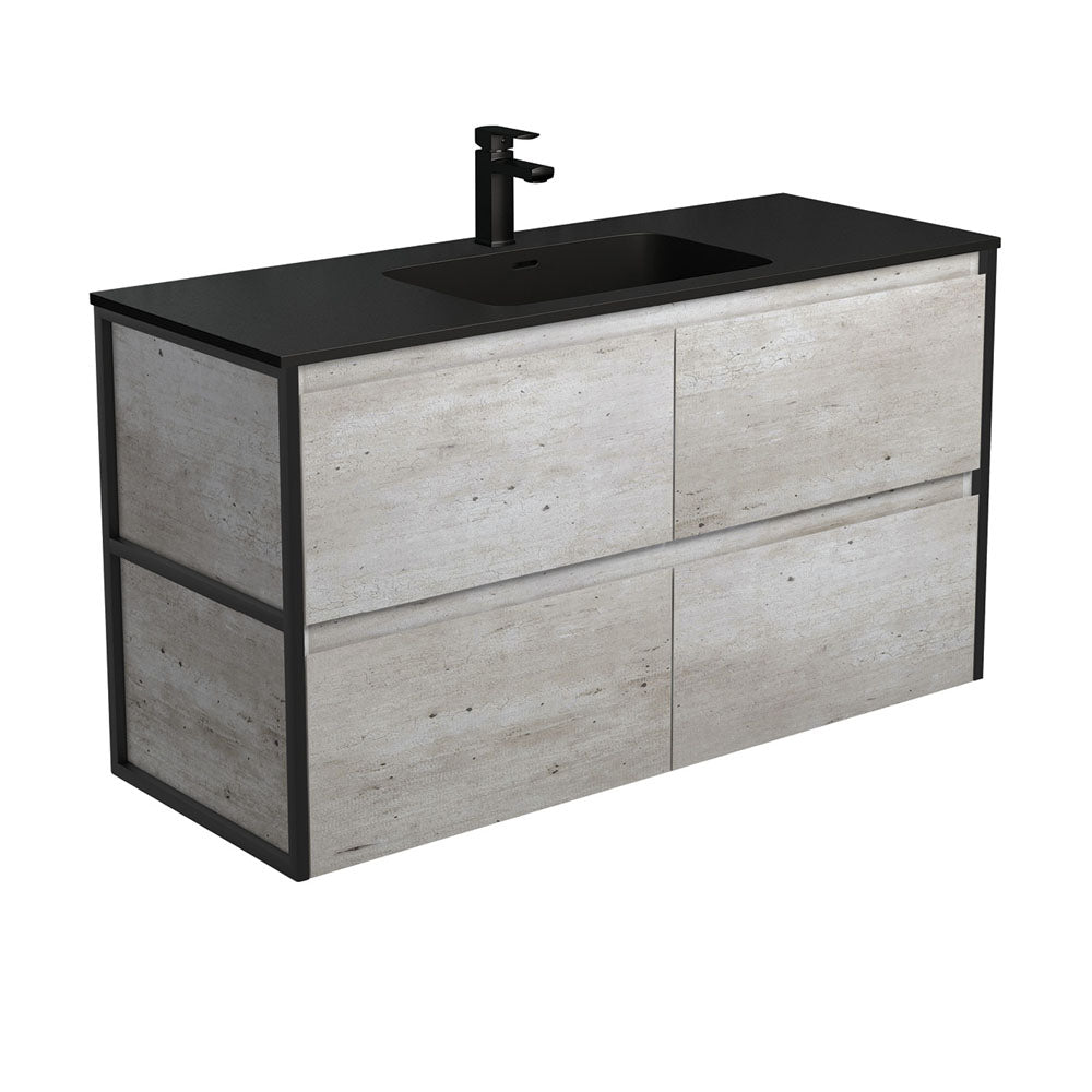 Montana Amato 1200 Industrial Wall-Hung Vanity, Matte Black Frames