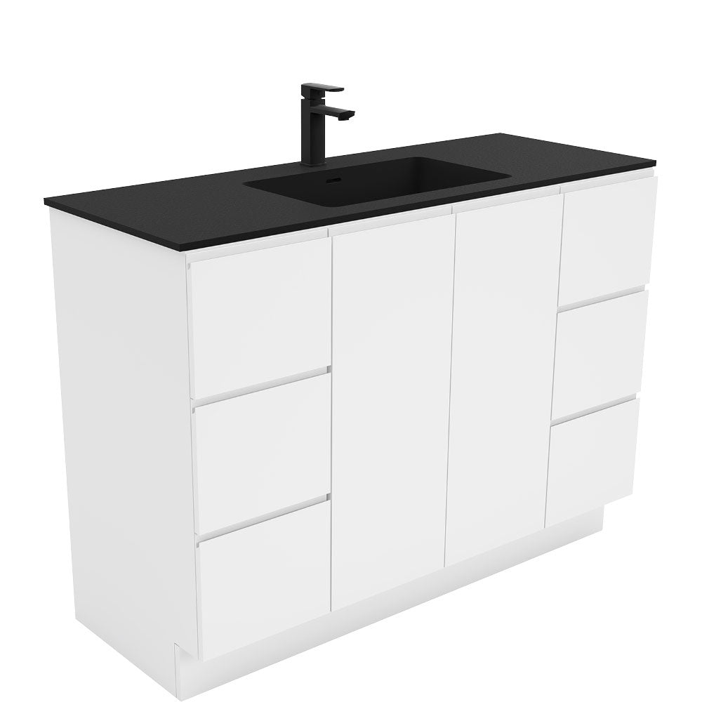 Montana Fingerpull Gloss White 1200 Vanity On Kickboard
