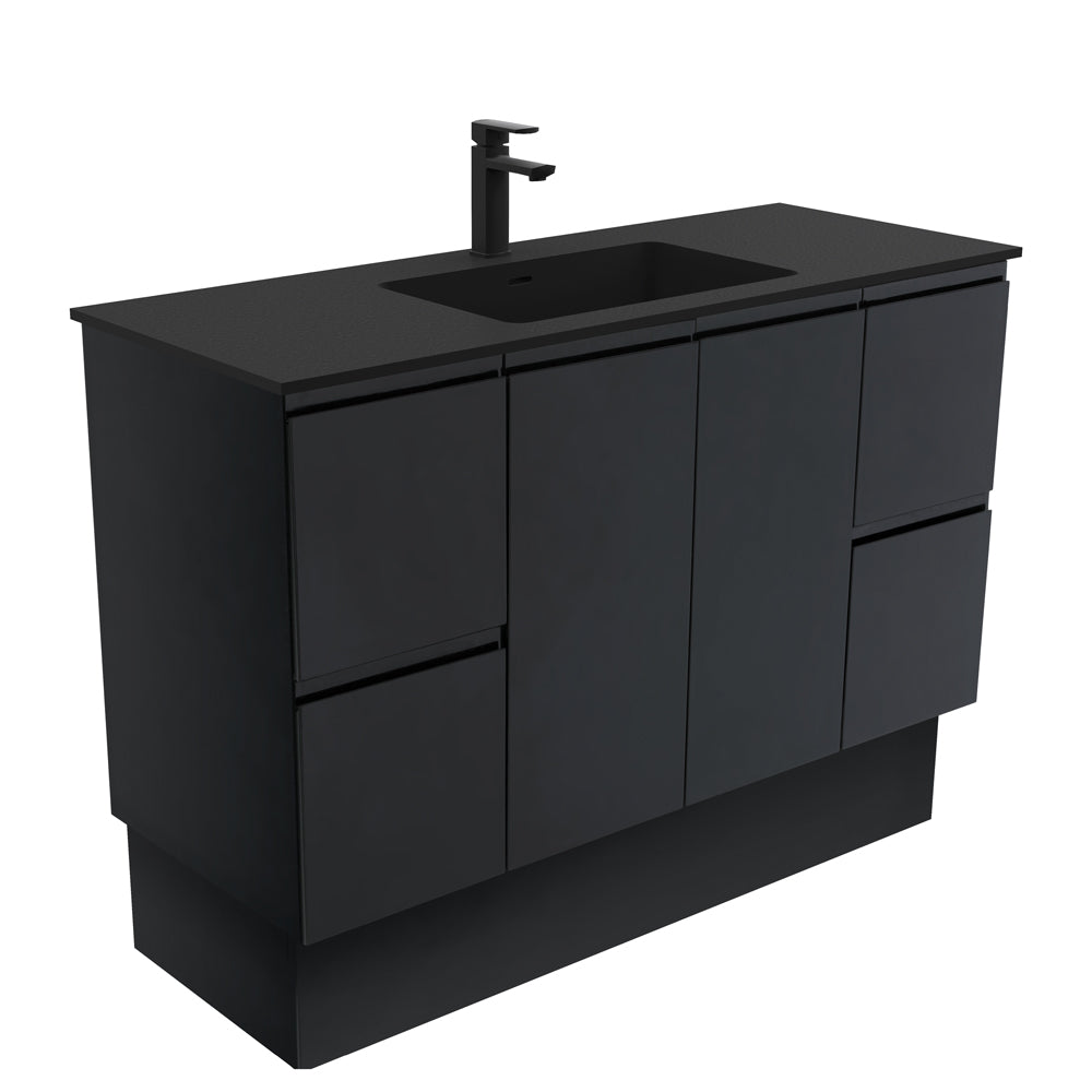 Montana Fingerpull Satin Black 1200 Vanity On Kickboard