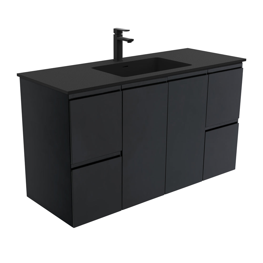 Montana Fingerpull Satin Black 1200 Wall-Hung Vanity