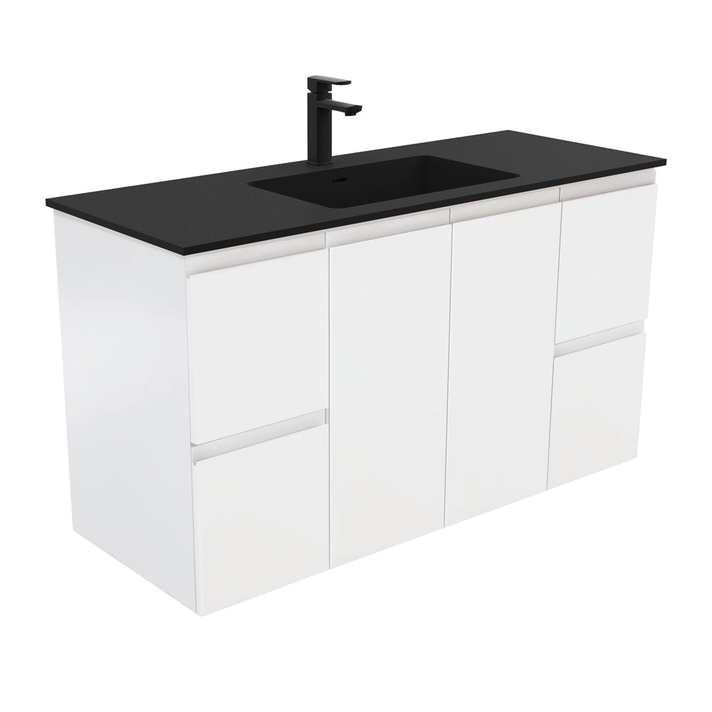 Montana Fingerpull Satin White 1200 Wall-Hung Vanity