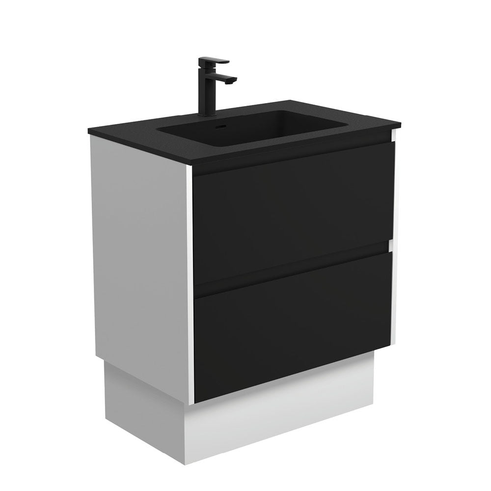 Montana Amato 750 Satin Black Vanity On Kick, Satin White Panels