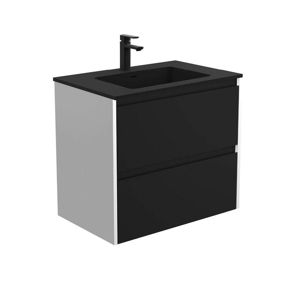 Montana Amato 750 Satin Black Wall-Hung Vanity, Satin White Panels