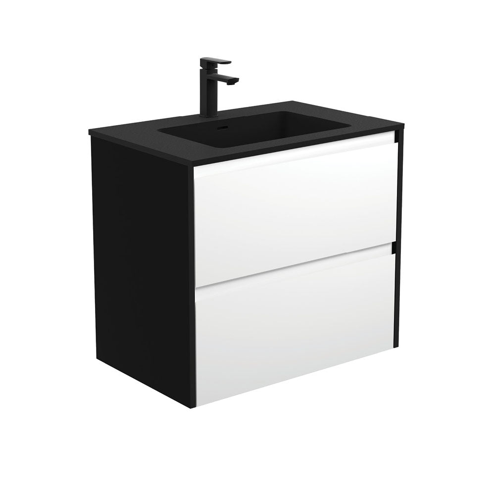 Montana Amato 750 Satin White Wall-Hung Vanity, Satin Black Panels