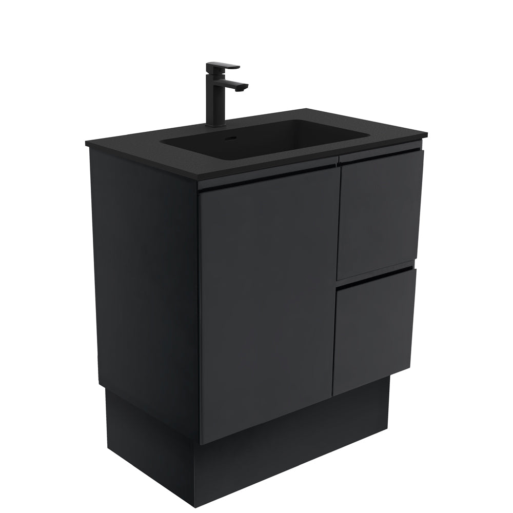 Montana Fingerpull Satin Black 750 Vanity On Kickboard