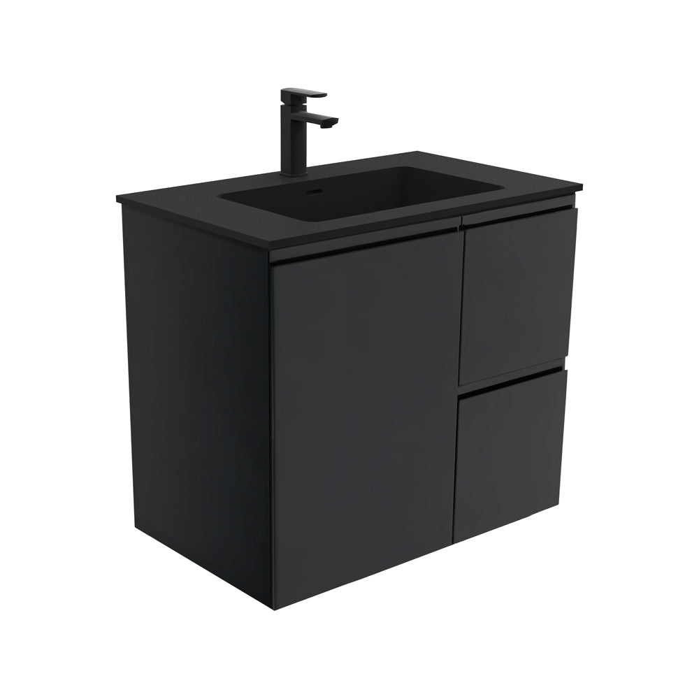 Montana Fingerpull Satin Black 750 Wall-Hung Vanity