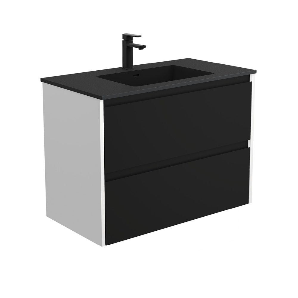 Montana Amato 900 Satin Black Wall-Hung Vanity, Satin White Panels