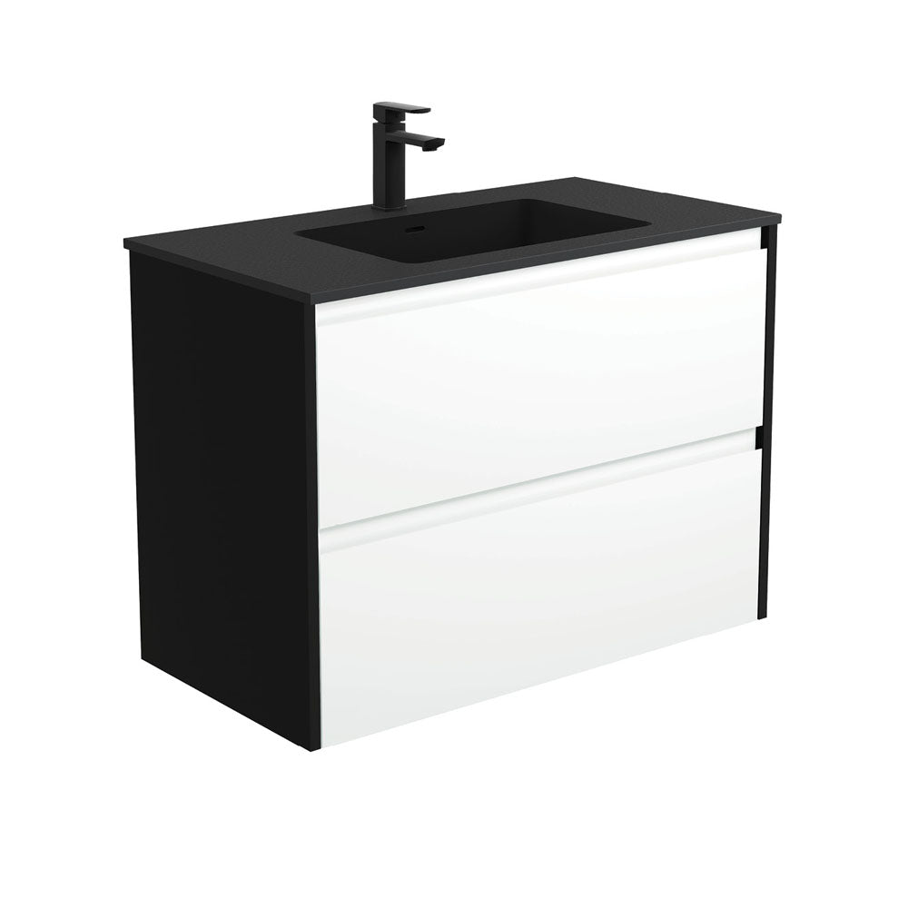 Montana Amato 900 Satin White Wall-Hung Vanity, Satin Black Panels