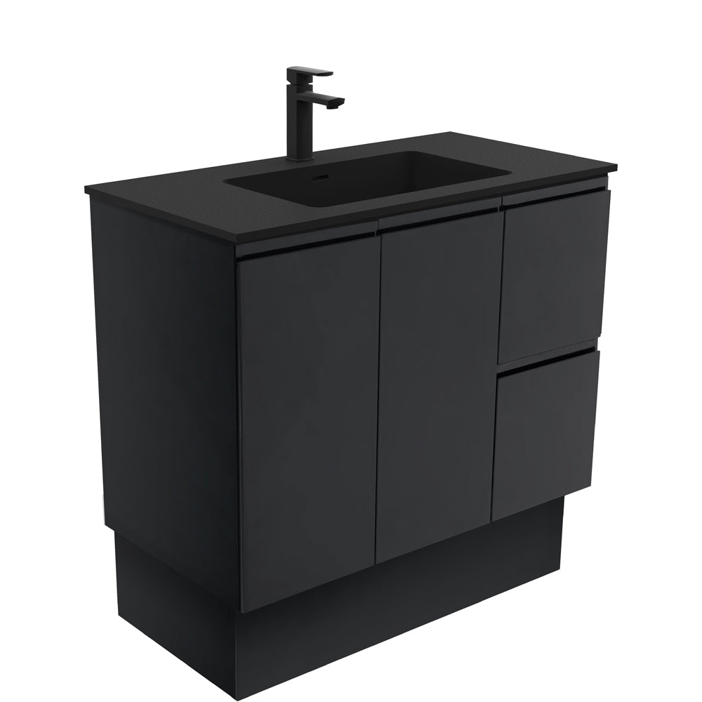 Montana Fingerpull Satin Black 900 Vanity On Kickboard