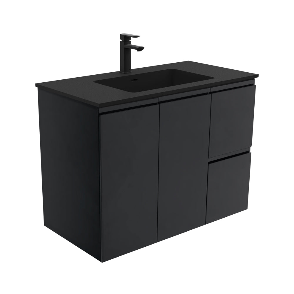 Montana Fingerpull Satin Black 900 Wall-Hung Vanity