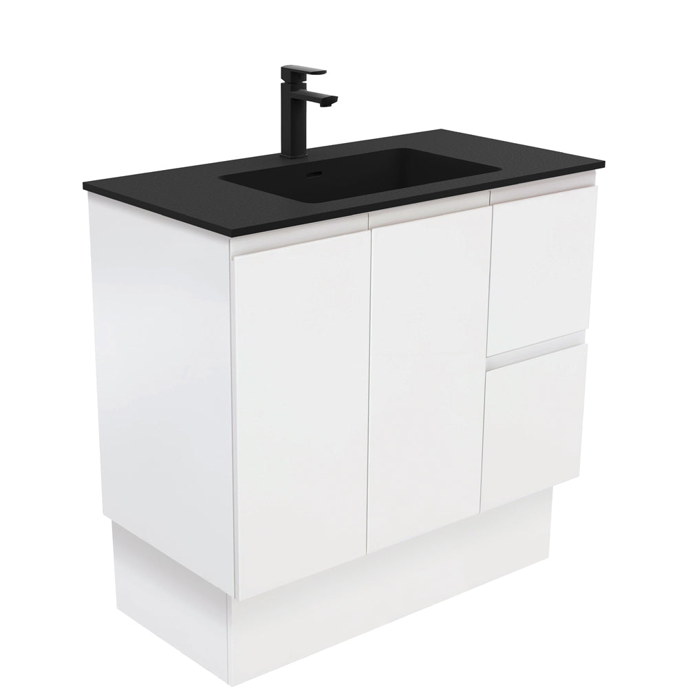 Montana Fingerpull Satin White 900 Vanity On Kickboard