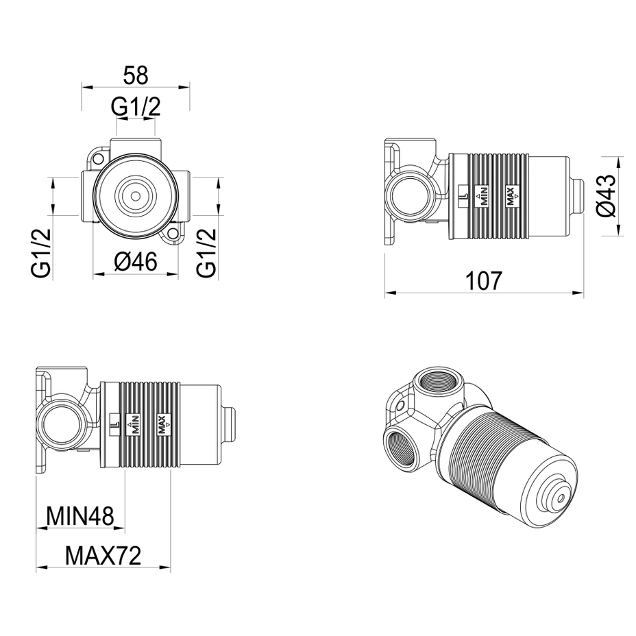 Lantra Shower Mixer - BODY ONLY