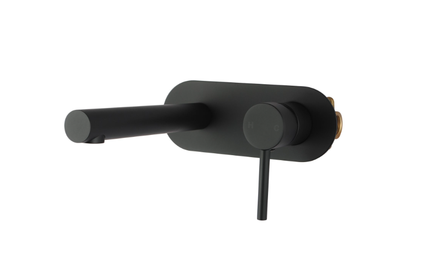 Lucid Pin Round Matte Black Bathtub/Basin Wall Mixer With Spout(Color Up) (with extension)