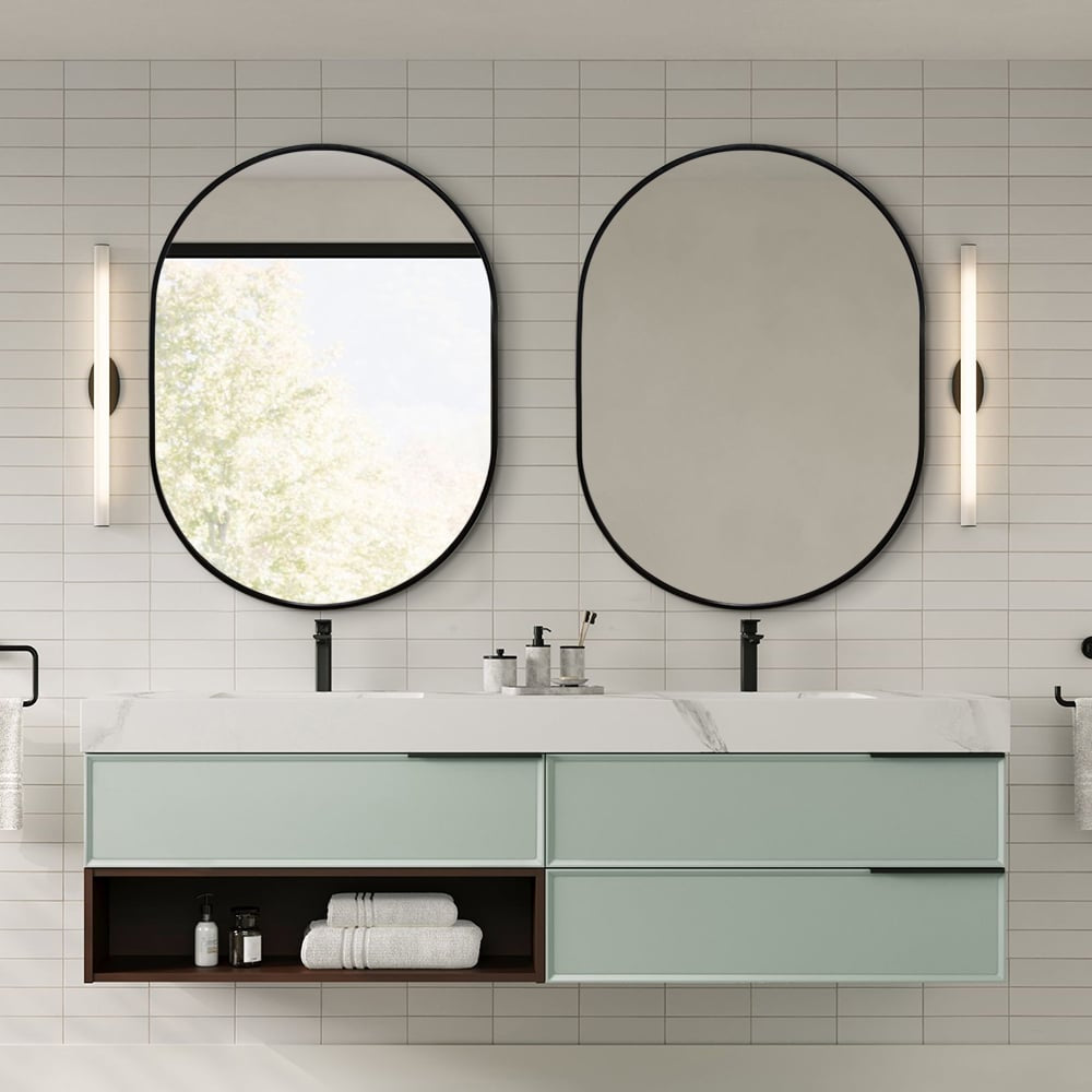 Oval Classic Wall Mirror – Black Aluminium Alloy Frame