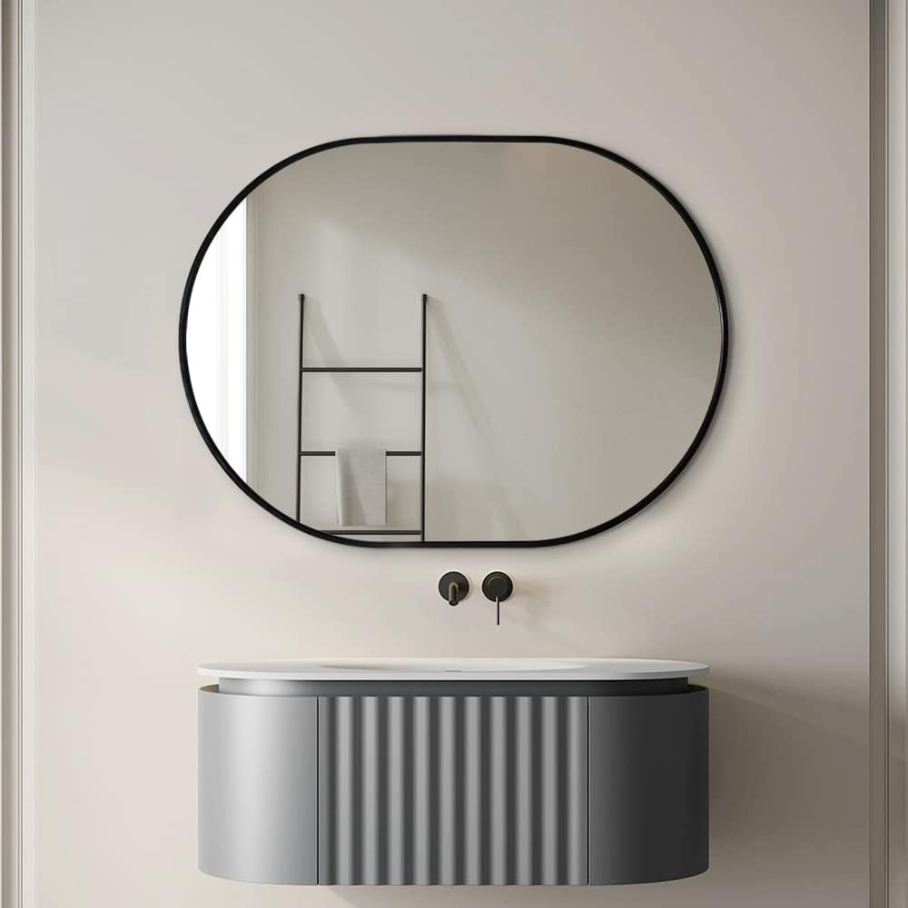 Oval Classic Wall Mirror – Black Aluminium Alloy Frame