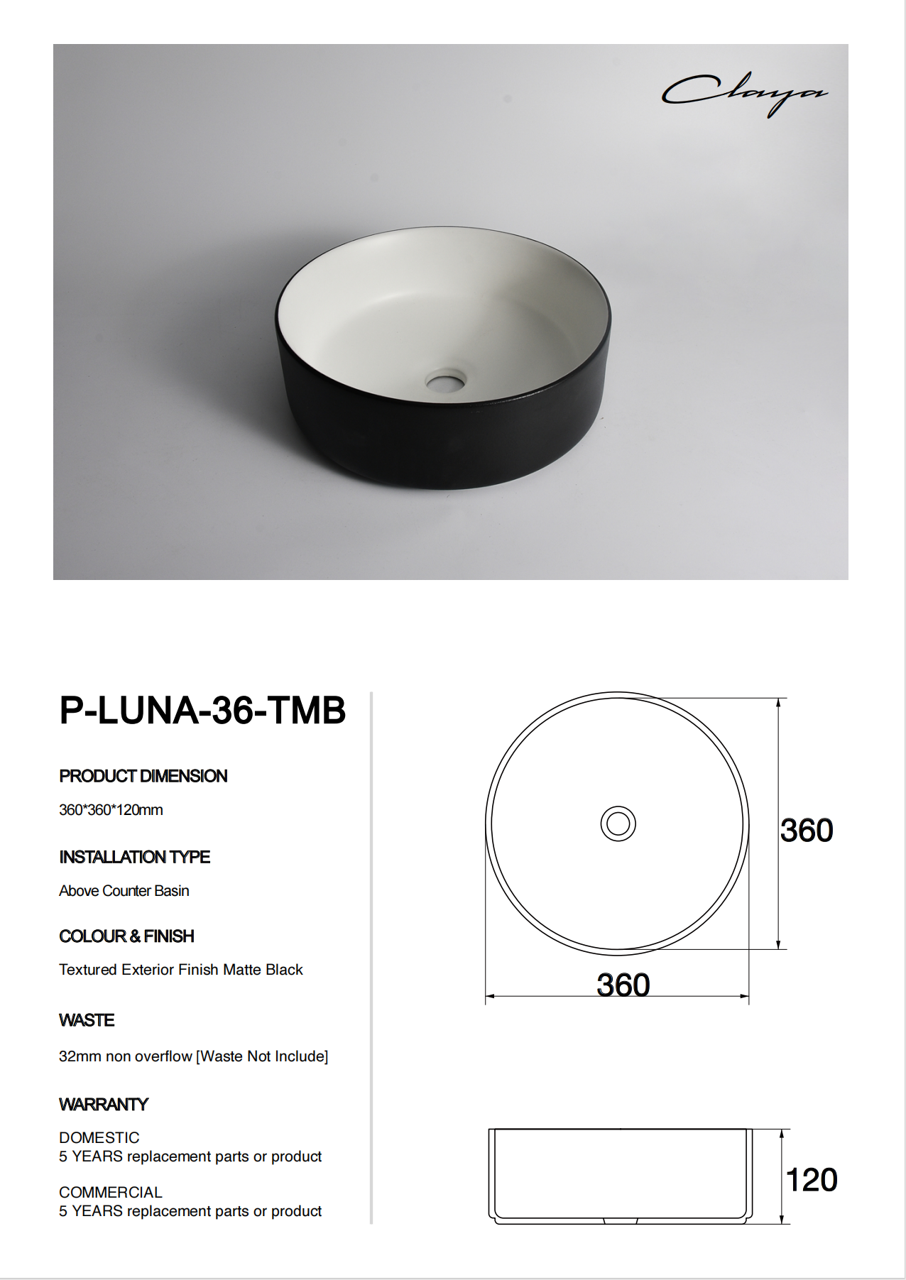 P-Luna-36-TMB at Blue Bathware