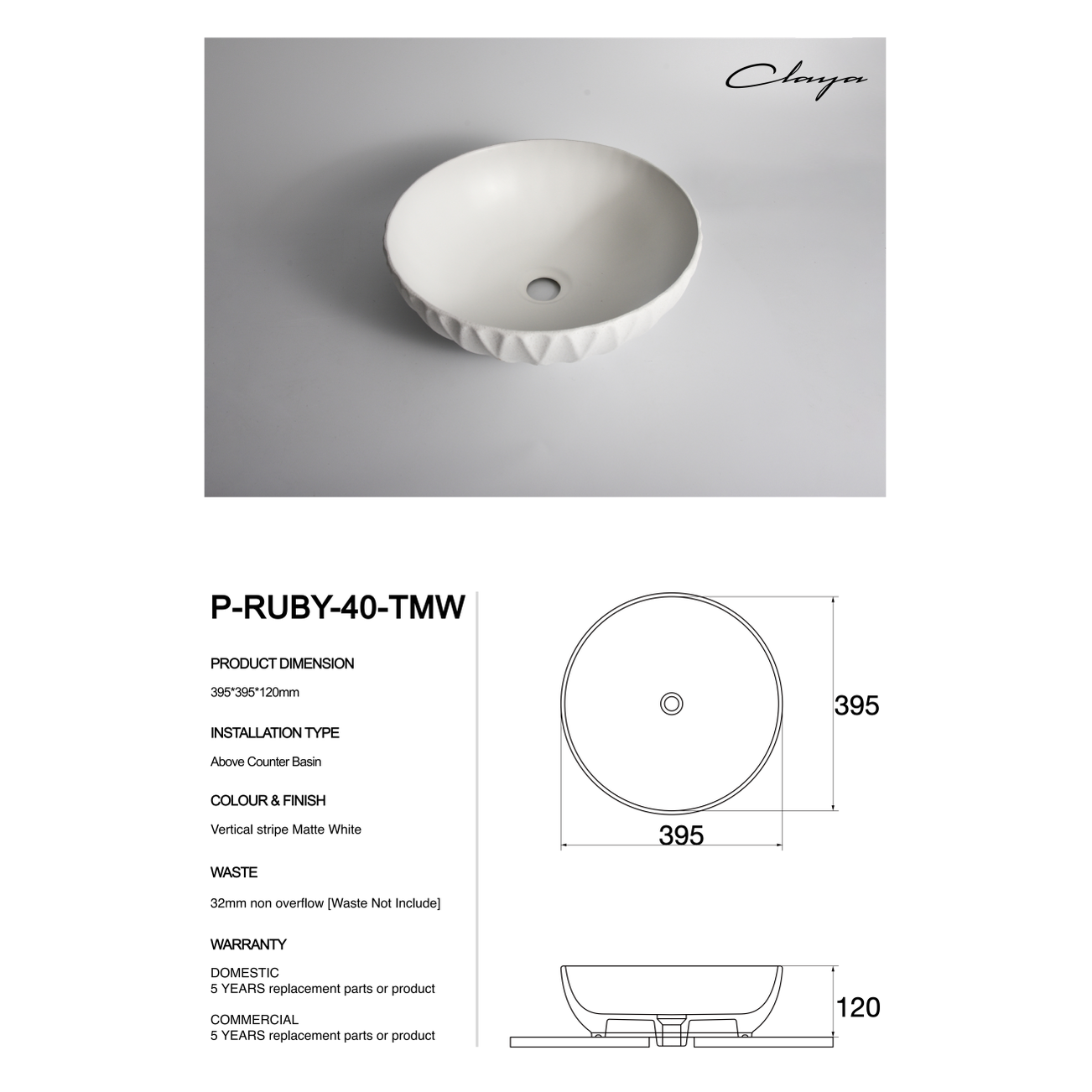 Polar-40-Ruby Texture White at Blue Bathware