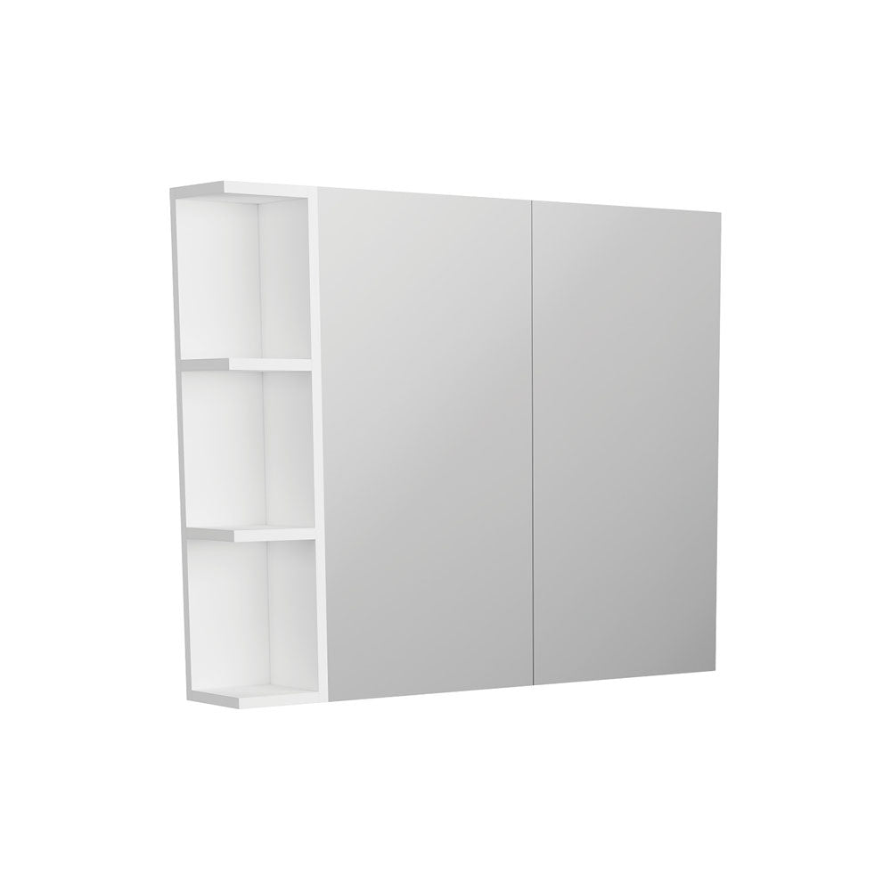 Pencil Edge Mirror Cabinet with 1 Side Shelf, 600mm