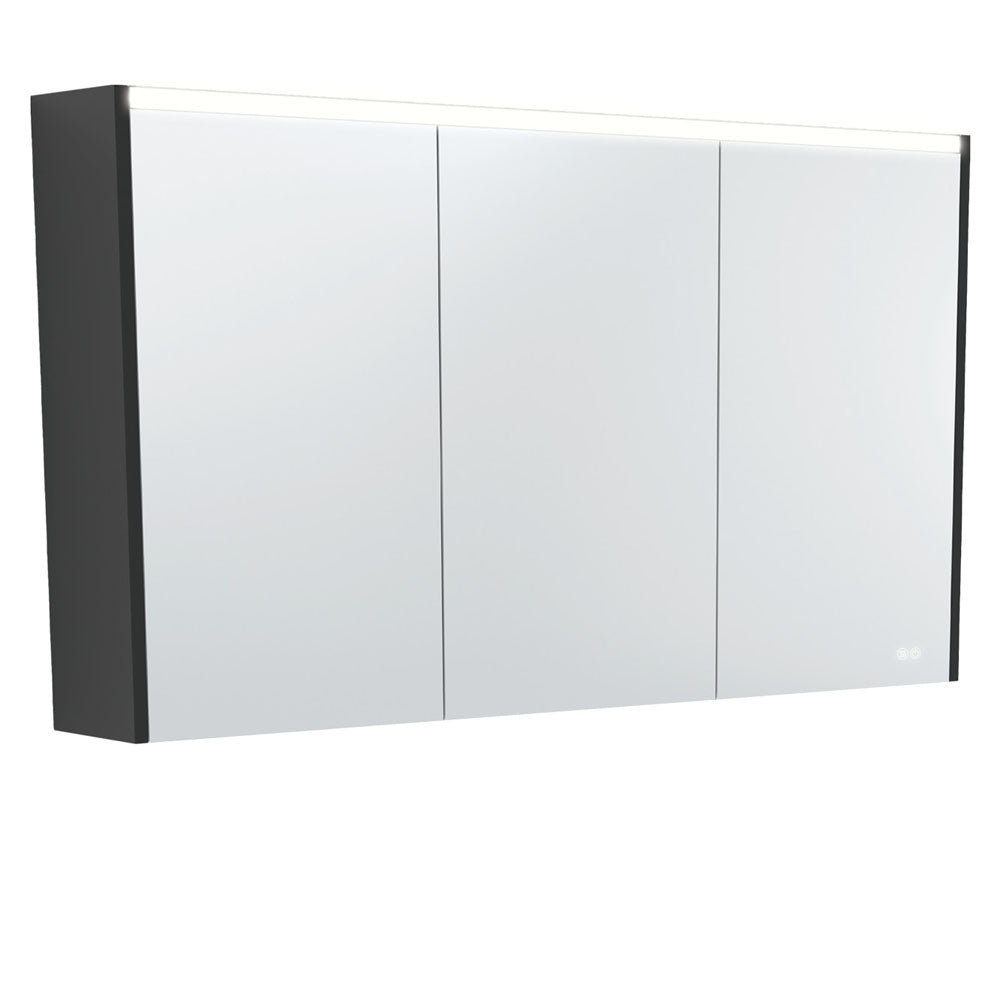 LED Mirror Cabinet with Side Panels, 1200mm, Satin Black