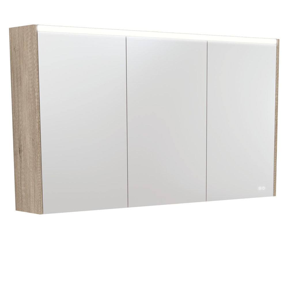 LED Mirror Cabinet with Side Panels, 1200mm, Scandi Oak