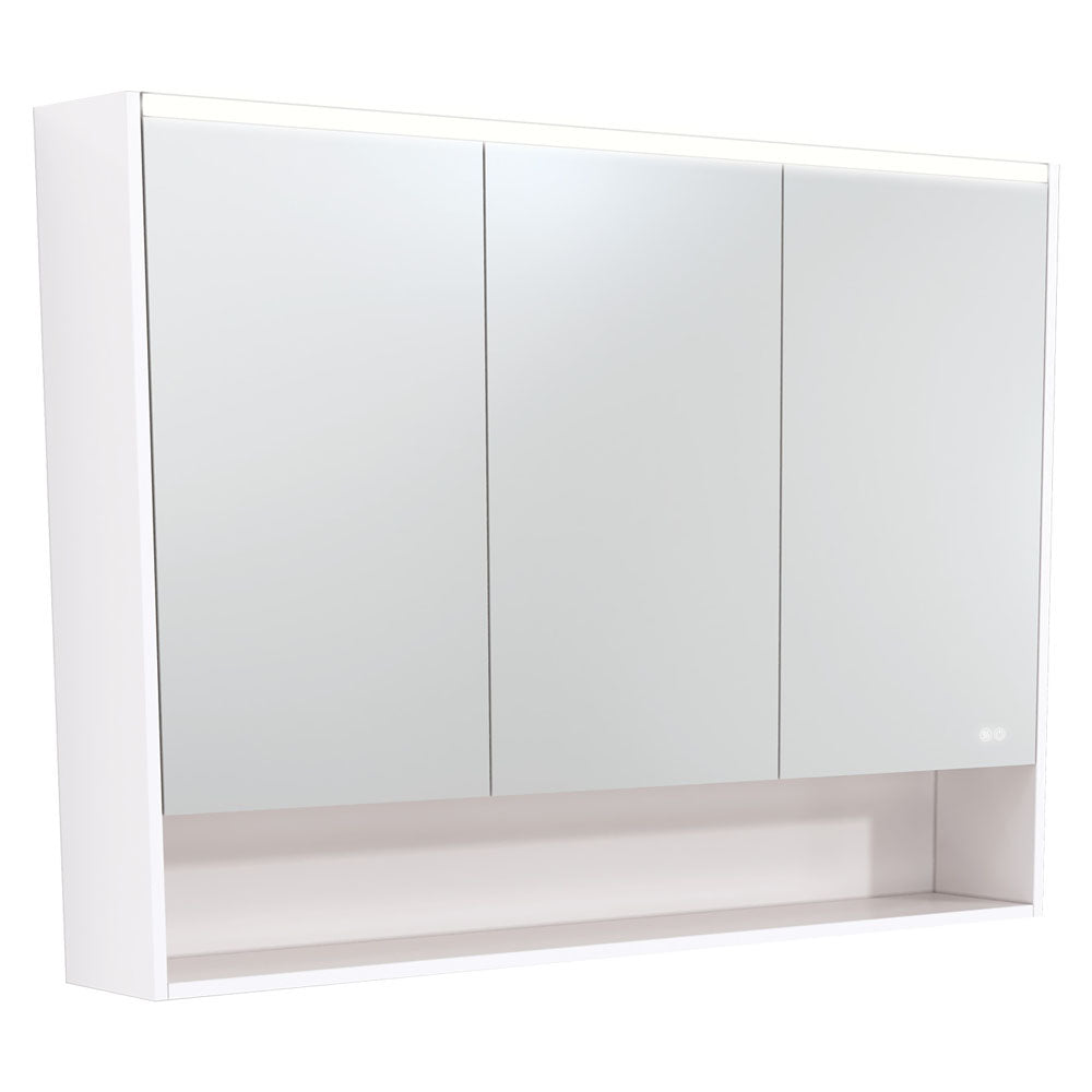 LED Mirror Cabinet with Display Shelf, 1200mm, Gloss White