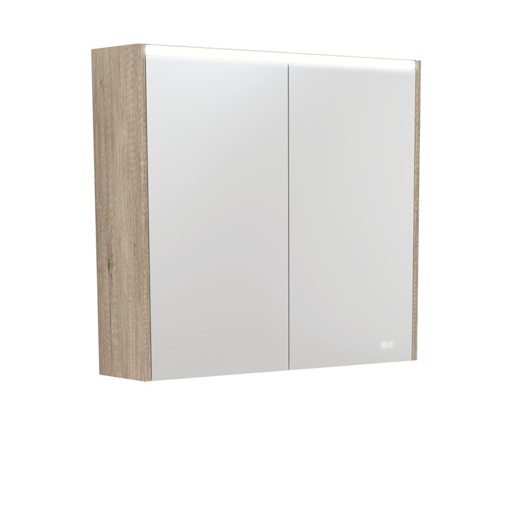 LED Mirror Cabinet with Side Panels, 750mm, Scandi Oak