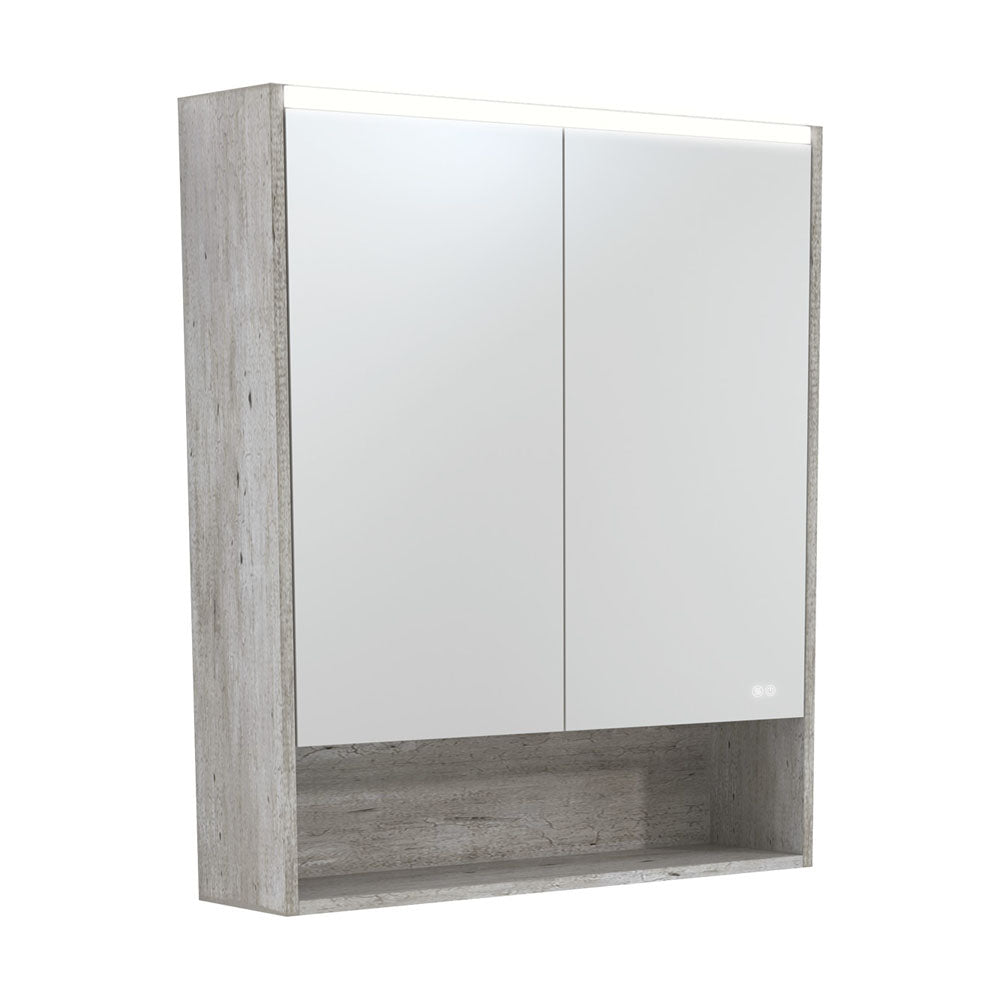 LED Mirror Cabinet with Display Shelf, 750mm, Industrial