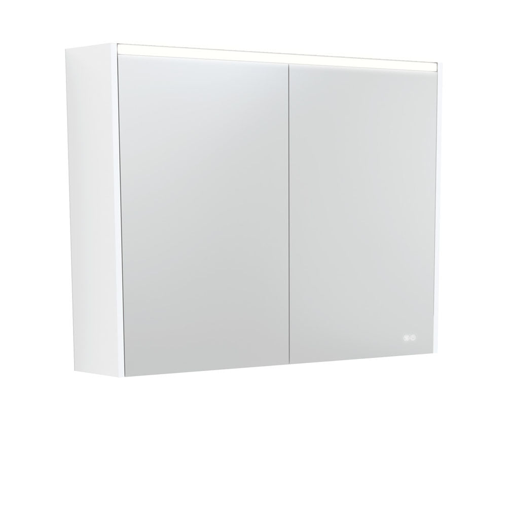 LED Mirror Cabinet with Side Panels, 900mm, Satin White