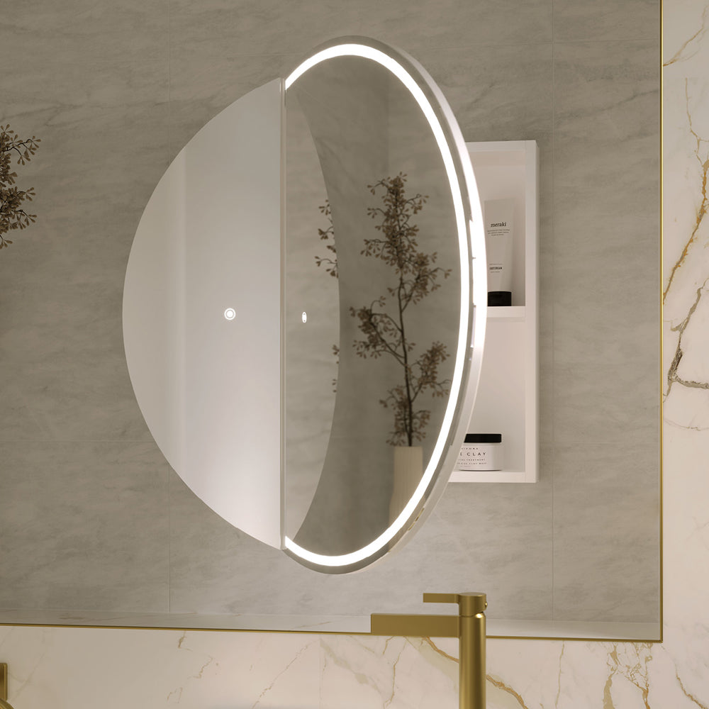 Round Split LED Mirror Cabinet