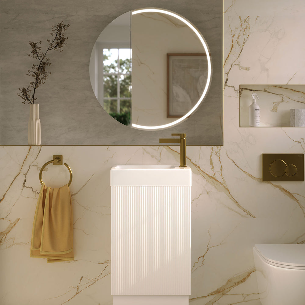 Round Split LED Mirror Cabinet