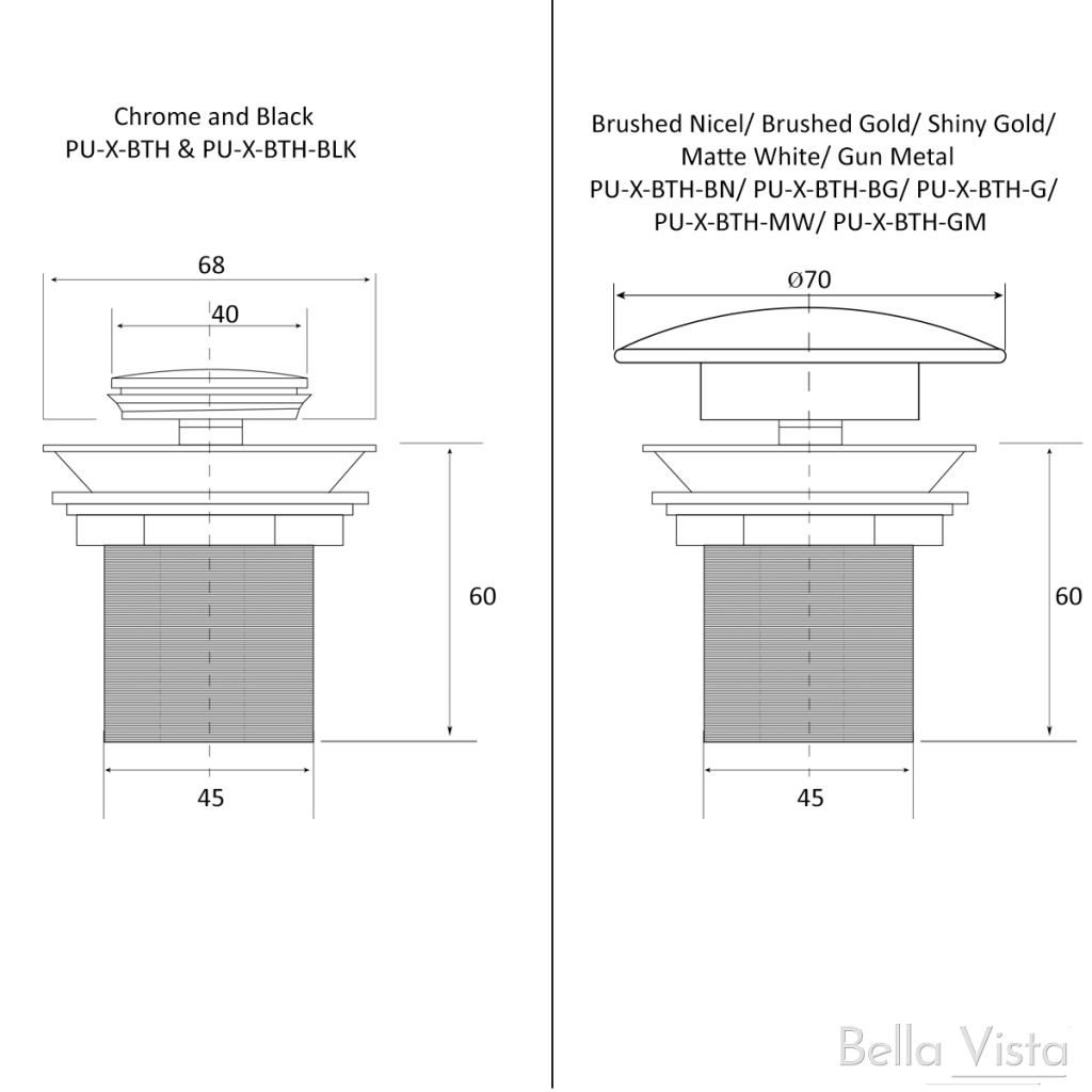 Bella Vista Corby Bath Pop-Up